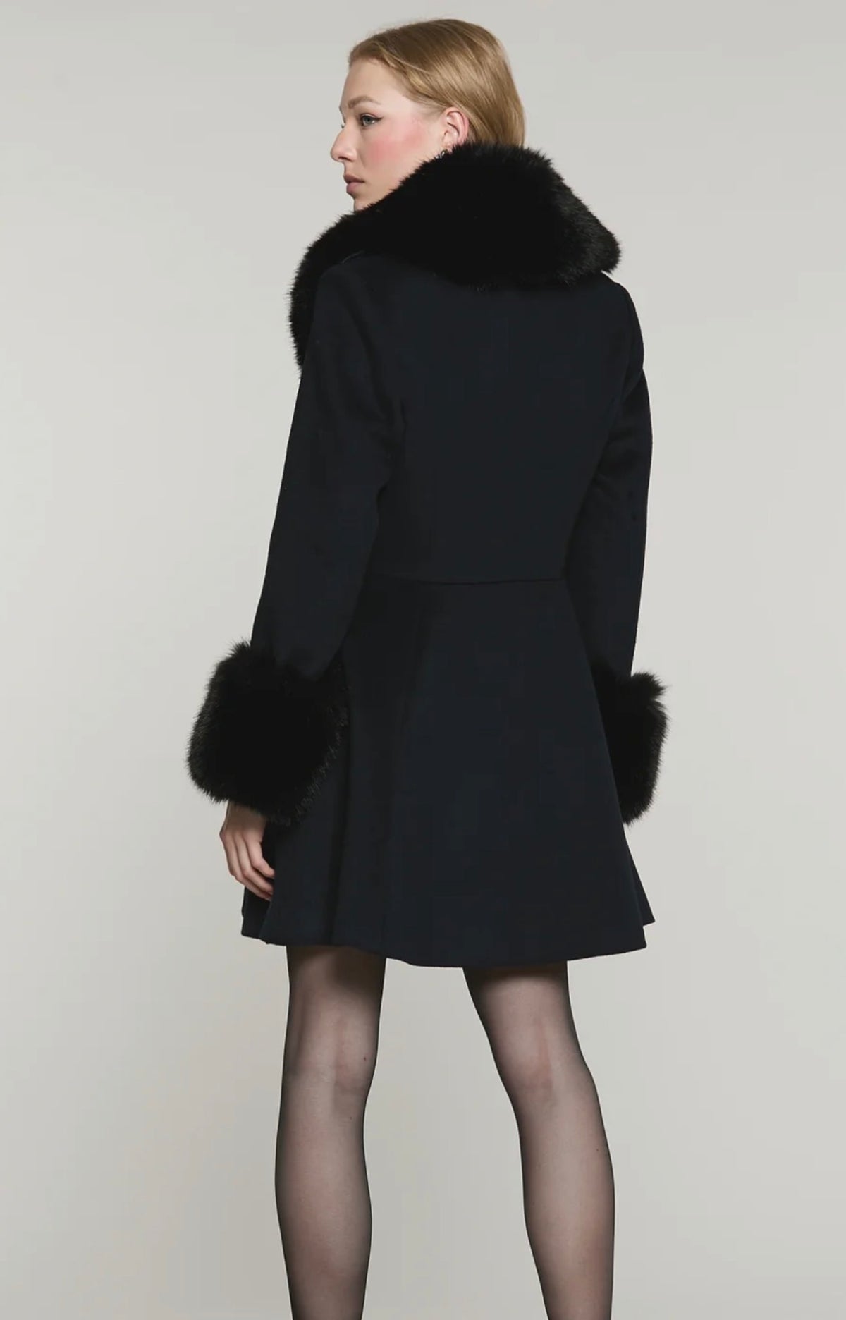 Relish - cappotto park misto lana con ecopelliccia