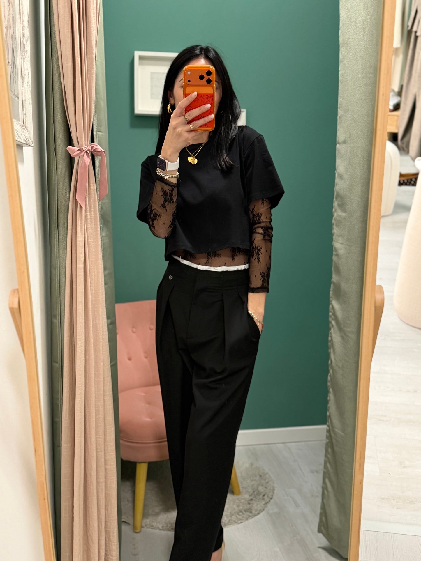 Please - pantalone con pence e dettaglio in vita a contrasto