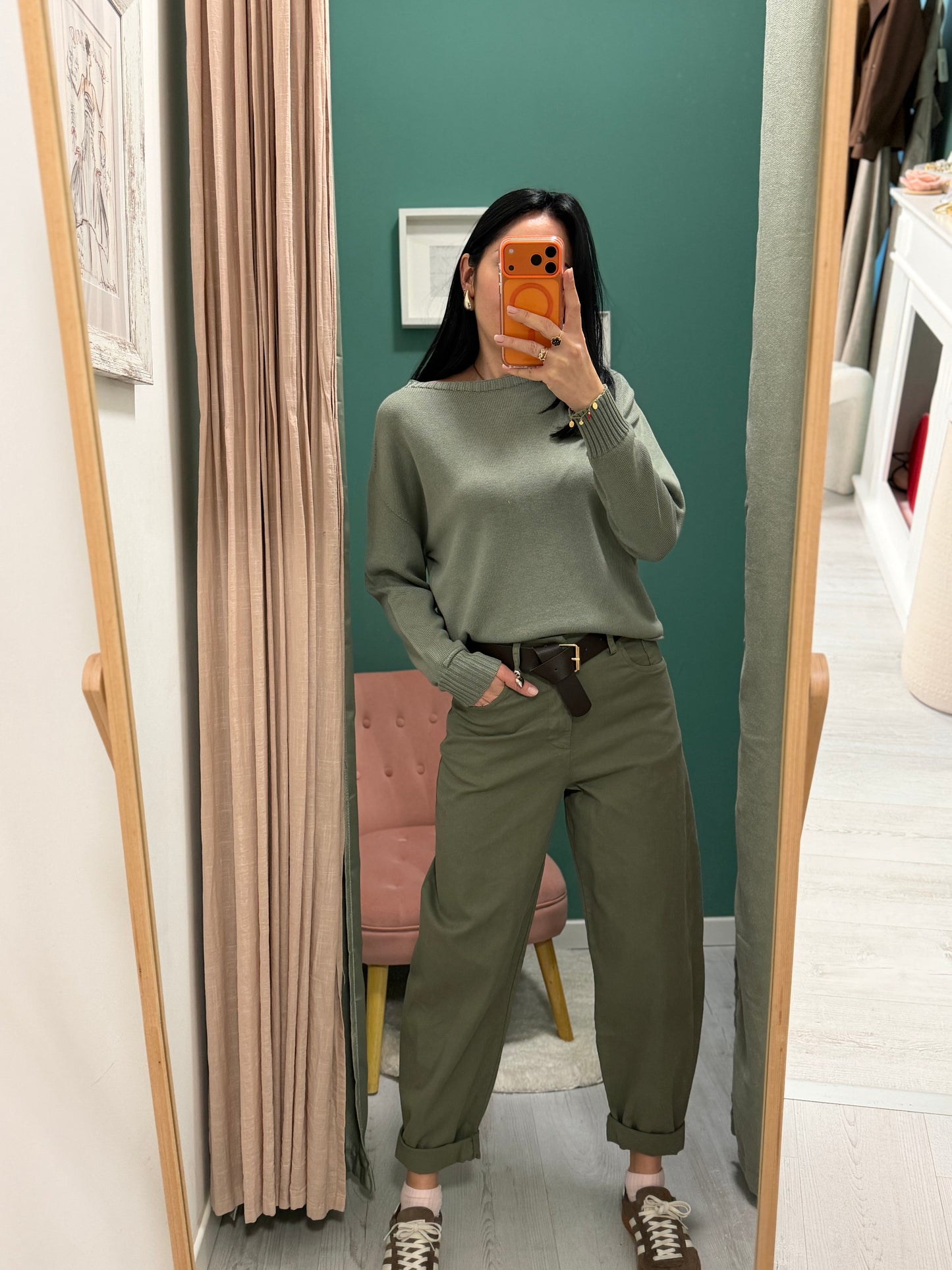 Susy mix - pantalone a ovetto con cintura
