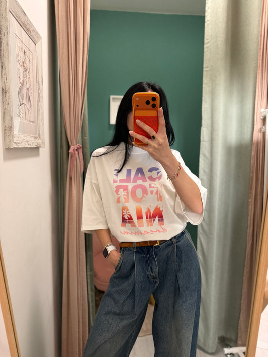 Susy mix - t shirt over tg unica con la scritta California