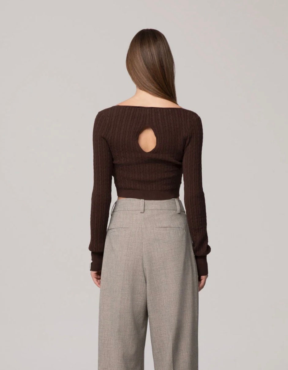 Hinnominate - maglia crop scollo a V con dettaglio sul retro