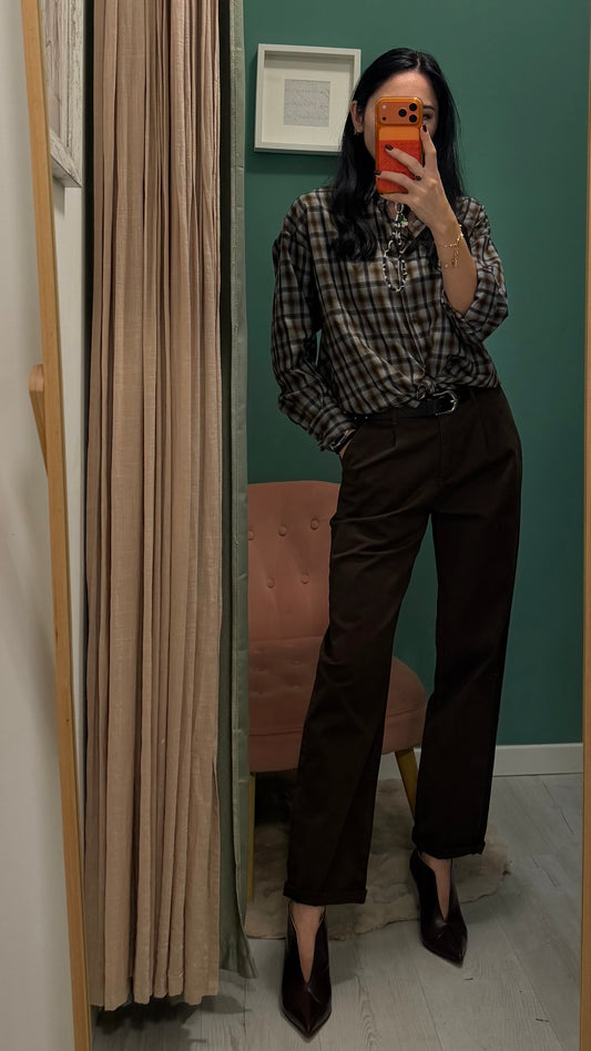 Dixie - pantalone in caldo cotone con cintura col moro