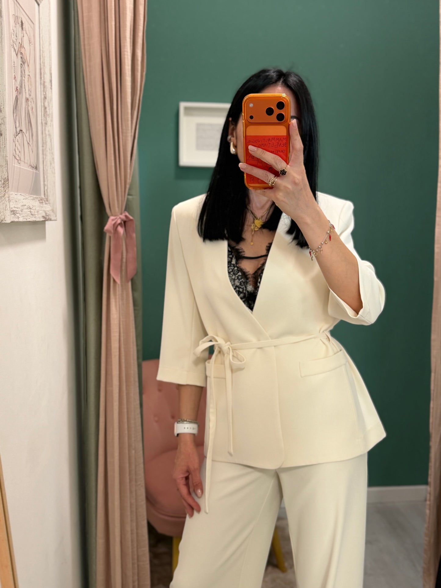 Kontatto - giacca manica 3/4 con cintura in vita