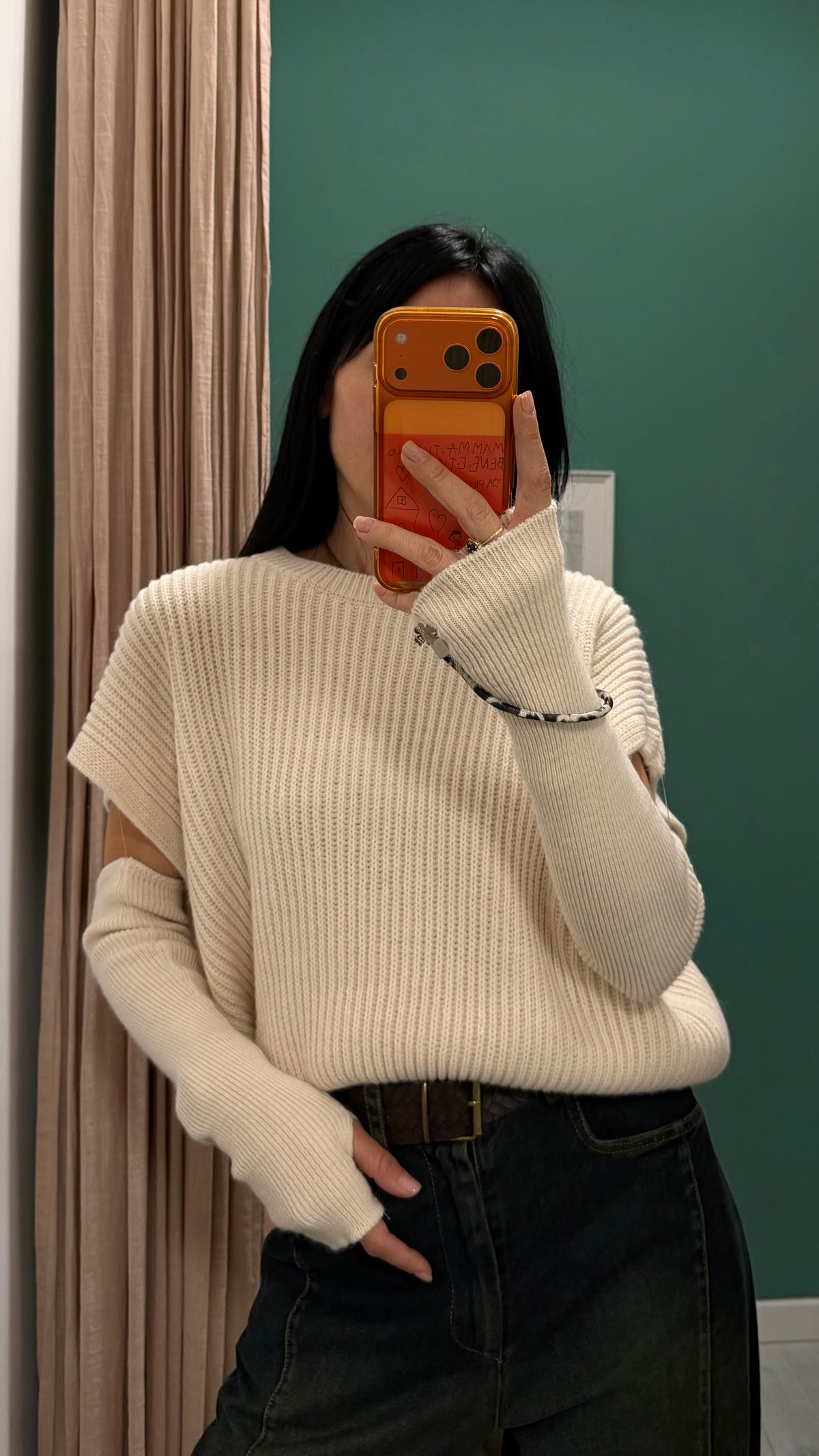 Dixie - maglione smanicato con manicotti tg unica