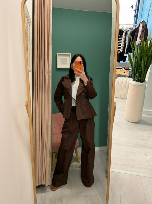 DIXIE - Pantalone color cioccolato con cintura