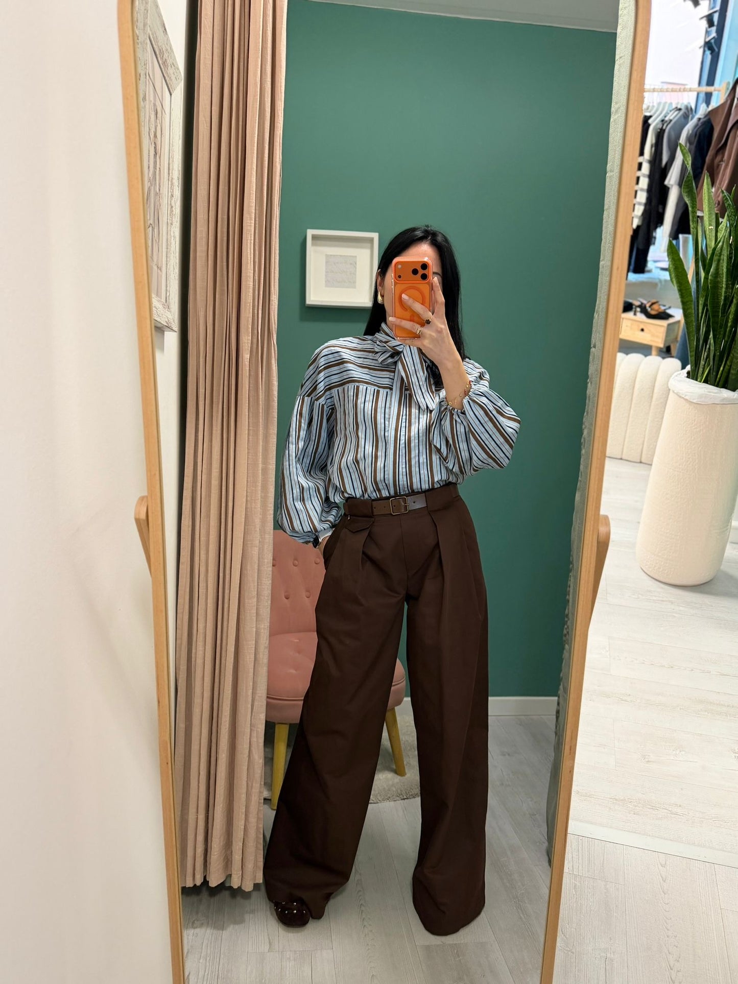DIXIE - Pantalone color cioccolato con cintura
