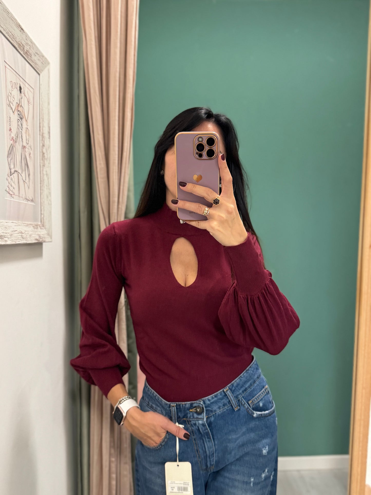 Susy mix - maglia con scollo a goccia tg unica