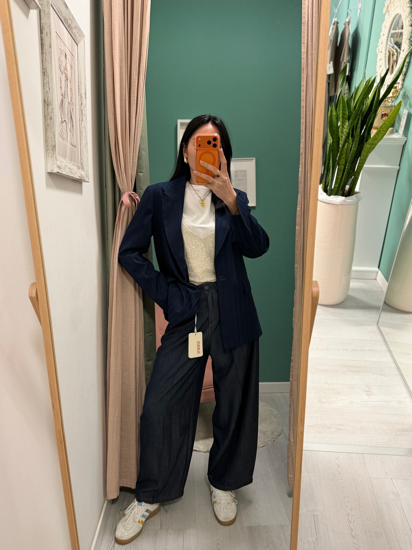 Susy mix - giacca a righe tono su tono monopetto