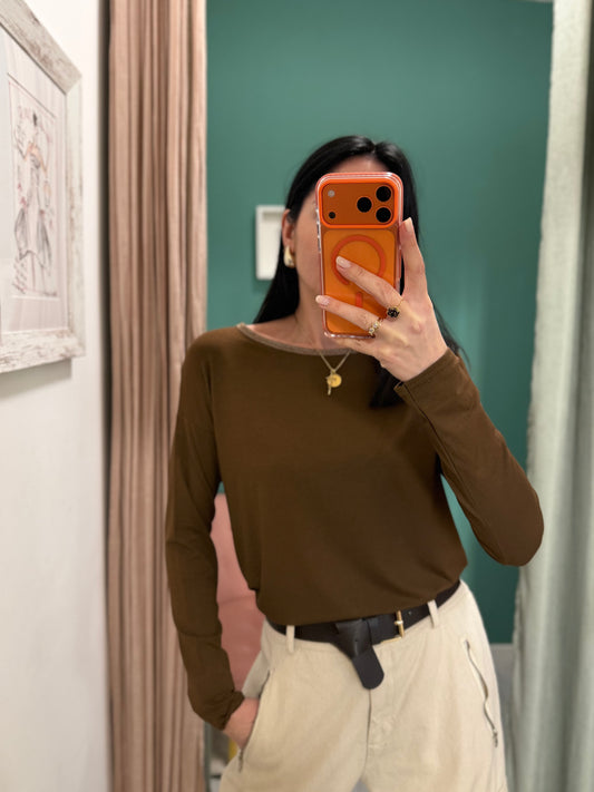 Susy mix - maglia in misto viscosa con scollo a barca