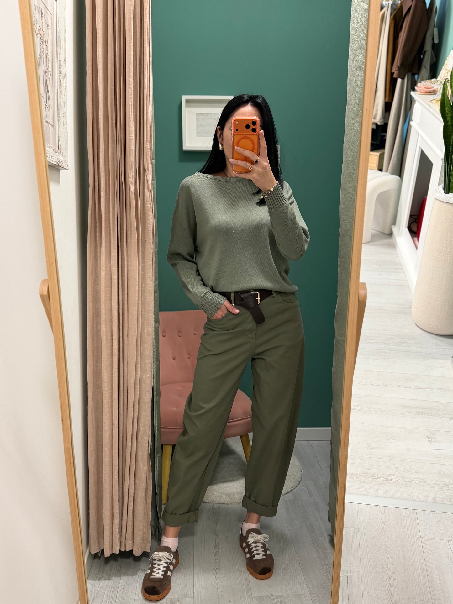 Susy mix - pantalone a ovetto con cintura