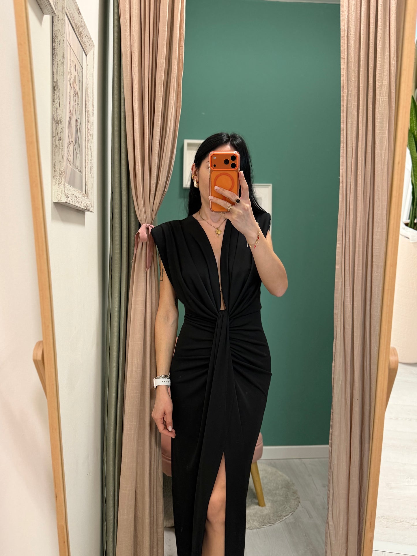 Imperial - vestito lungo con scollo centrale e spacco