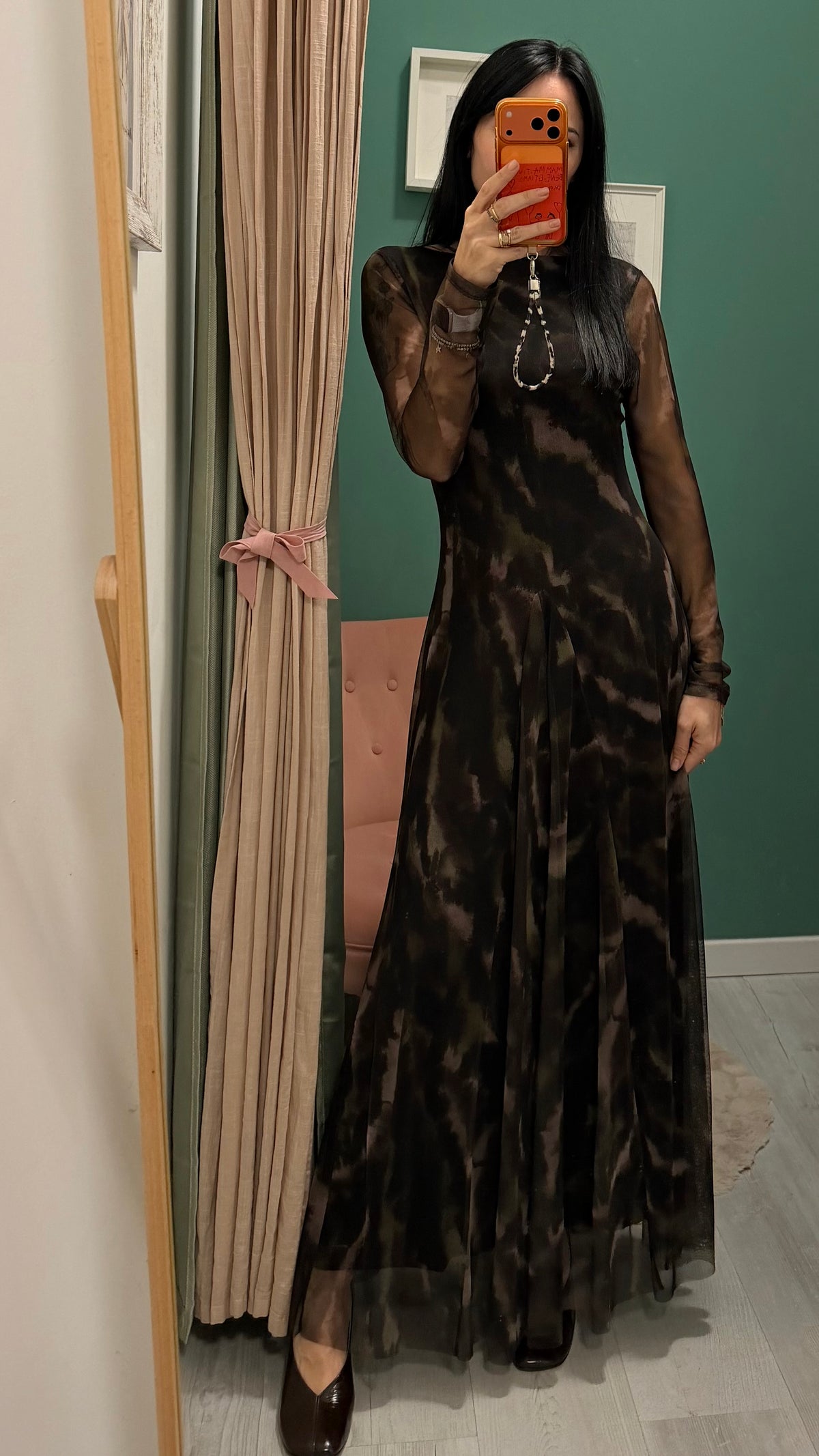 Susy mix - abito lungo in fantasia con tulle tg unica