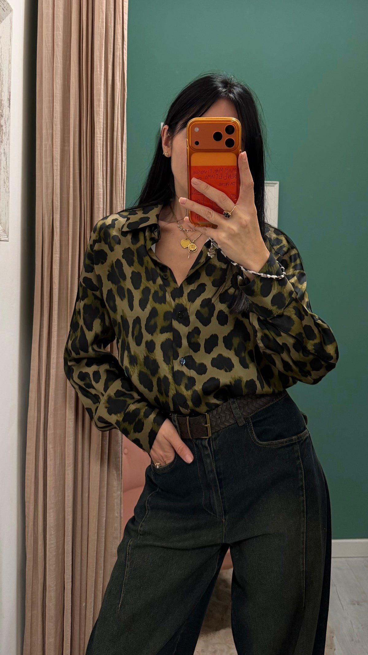 Imperial - camicia in satin in fantasia maculata