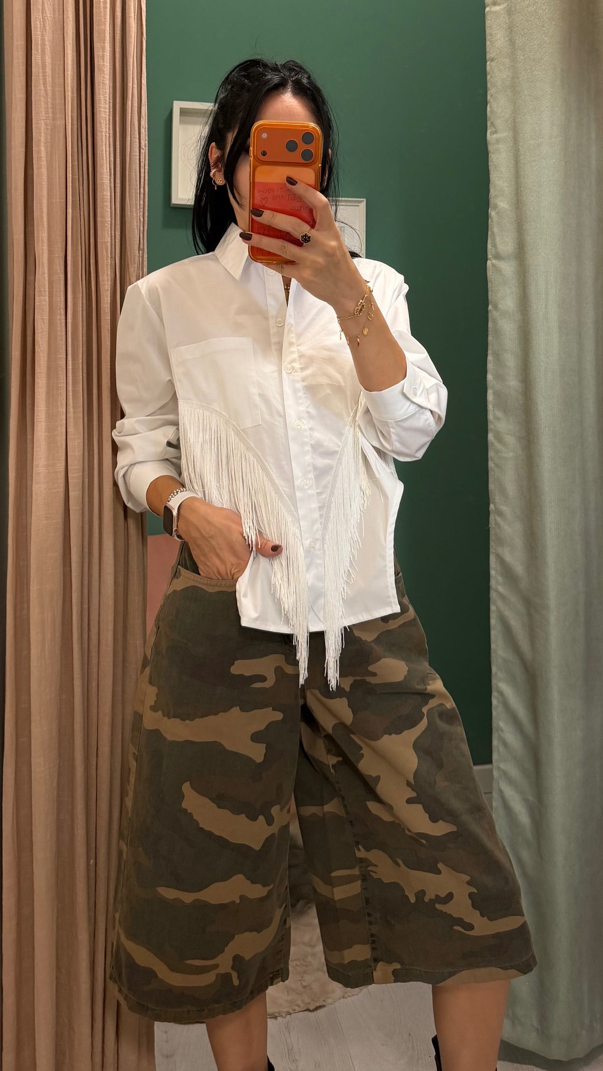 Dixie - camicia in cotone con frange