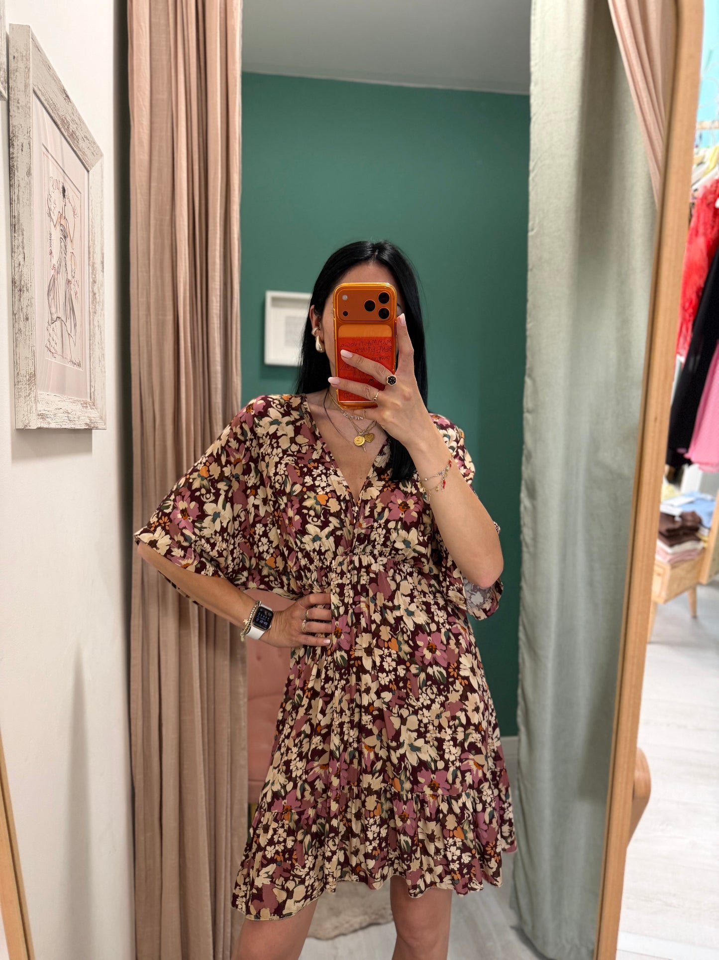 Kontatto - vestito leggero con scollo a V in fantasia floreale