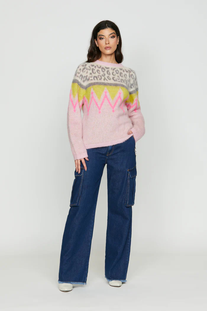 RELISH -Maglia BERES manica lunga jacquard rombi più maculato