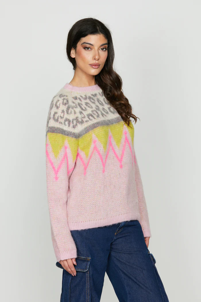 RELISH -Maglia BERES manica lunga jacquard rombi più maculato