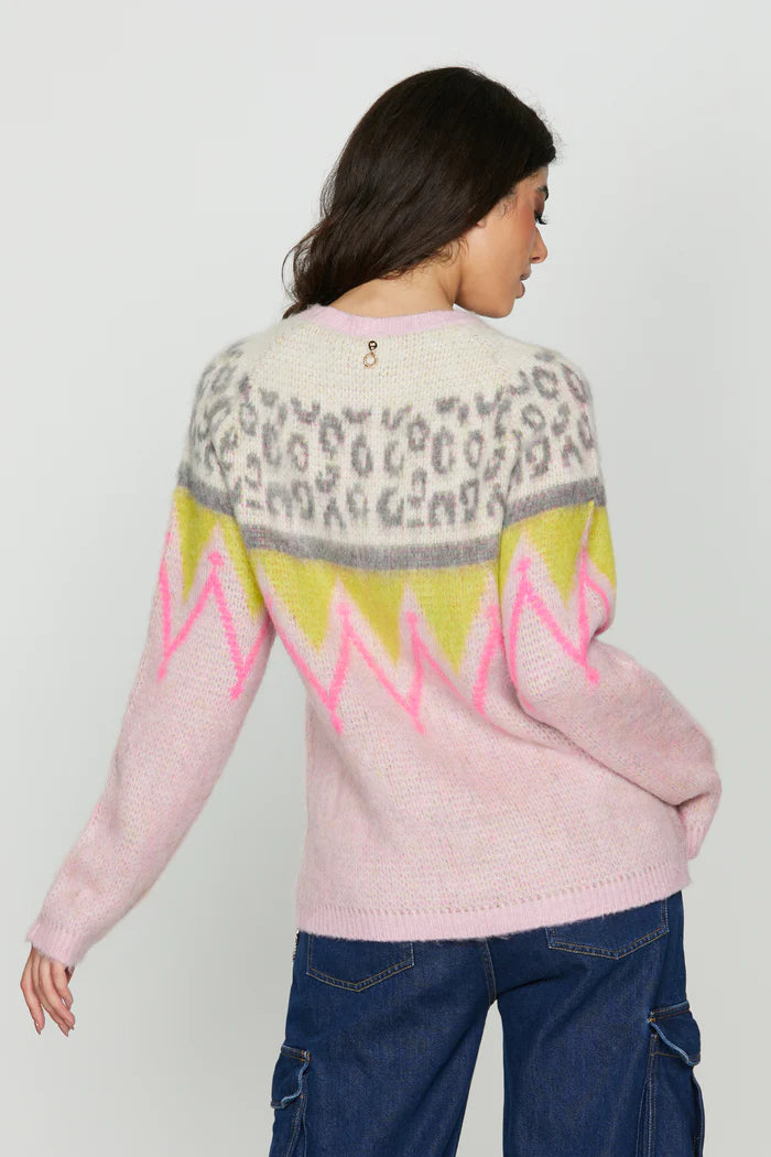 RELISH -Maglia BERES manica lunga jacquard rombi più maculato