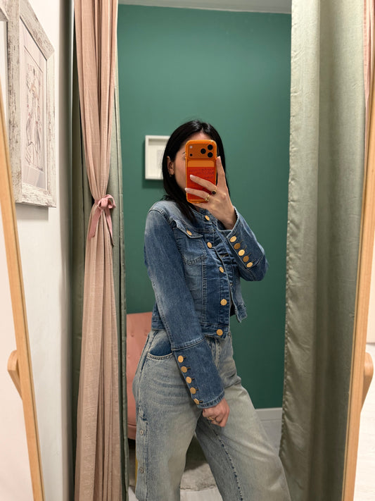 Susy mix - giacca Slim in denim con bottoni