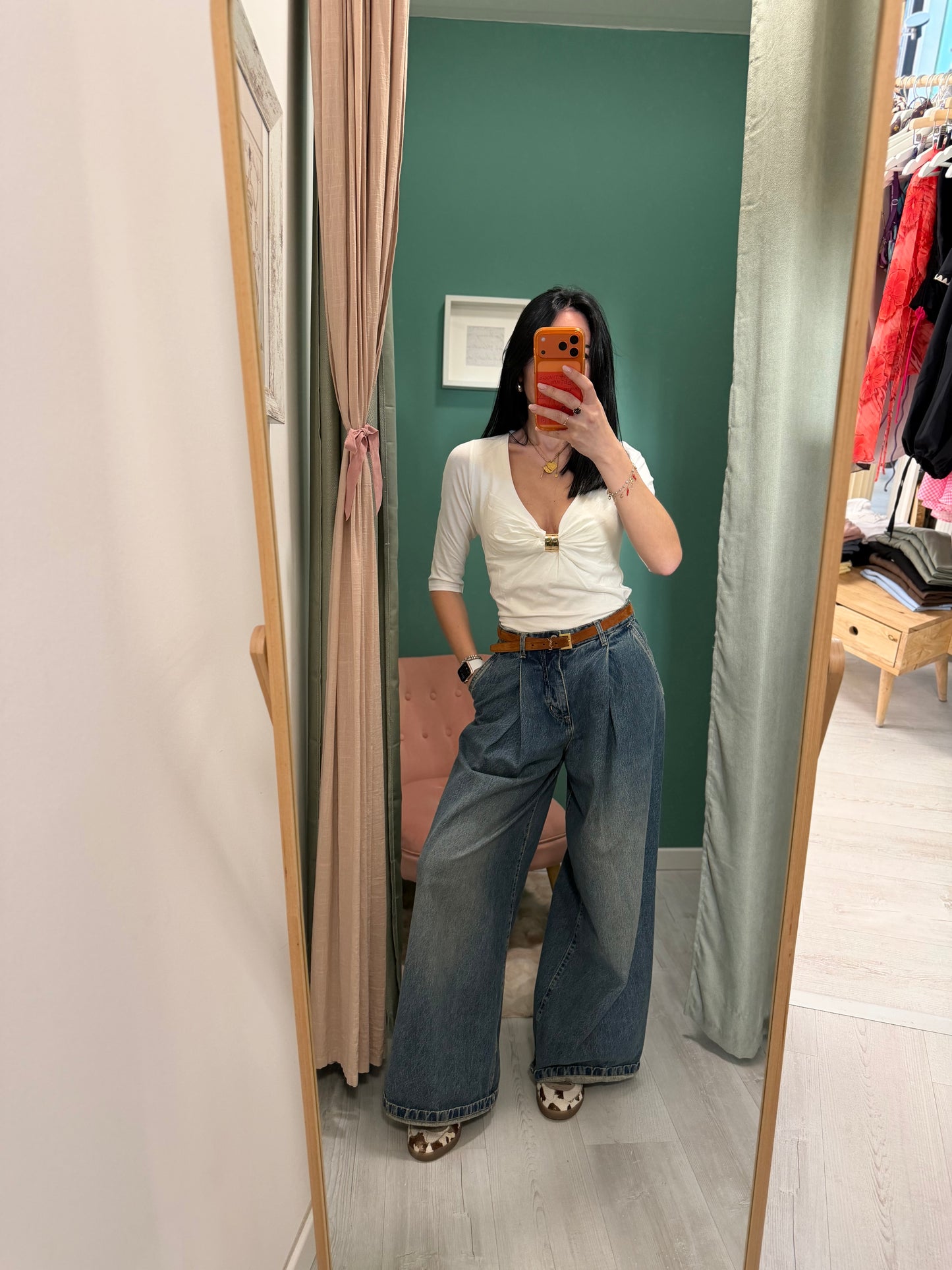 Susy mix - t shirt scollo e dettaglio a gioiello
