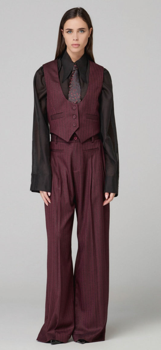 Mar de margaritas - Agata gilet gessato bordeaux