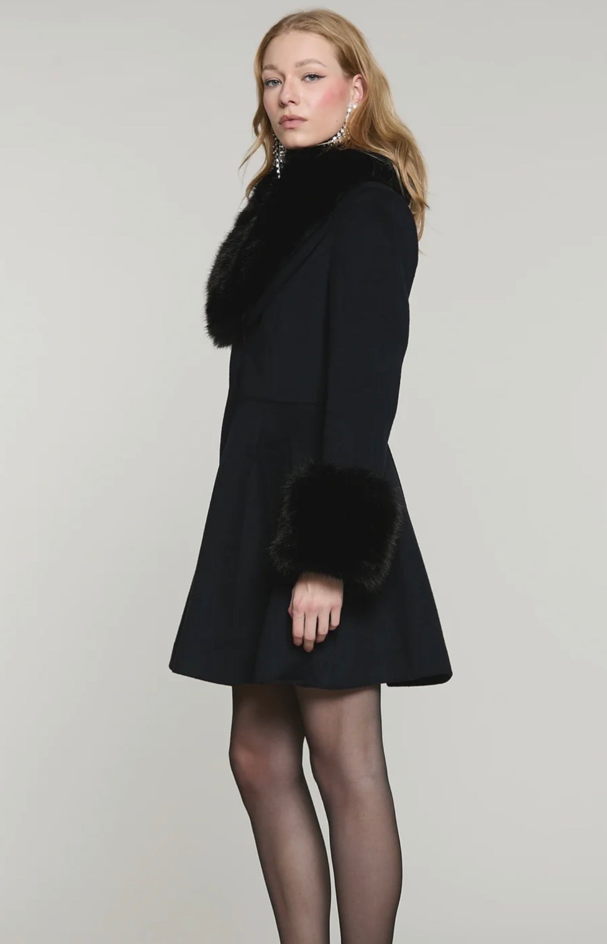 Relish - cappotto park misto lana con ecopelliccia