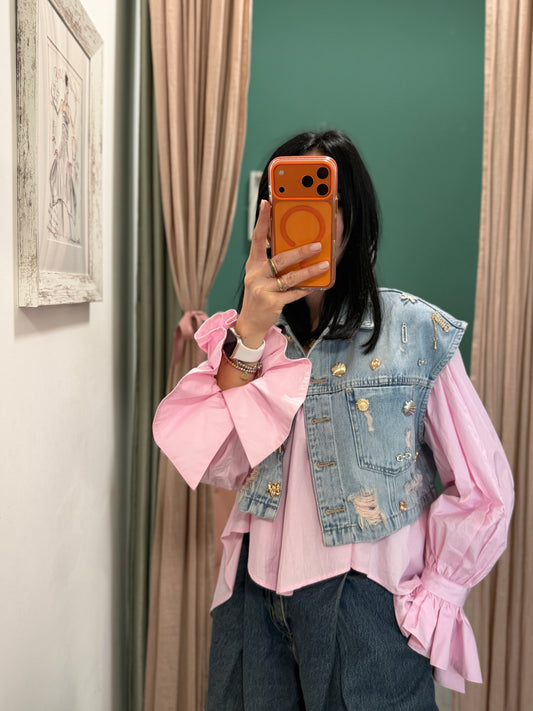 Kontatto - gilet crop con dettagli gioiello