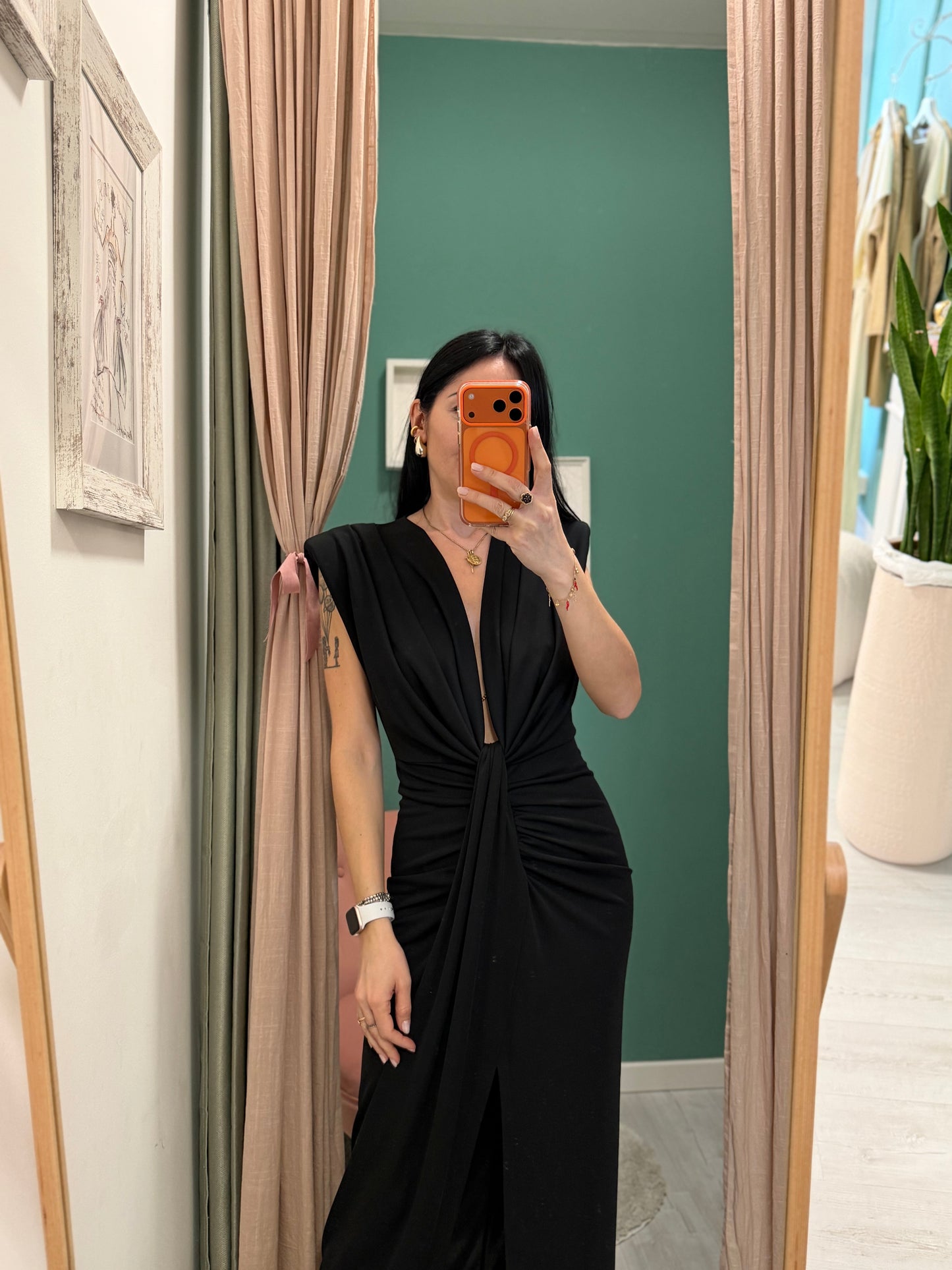 Imperial - vestito lungo con scollo centrale e spacco