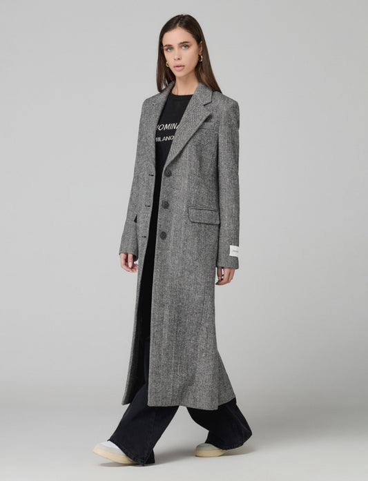 Hinnominate - cappotto lungo spigato monopetto