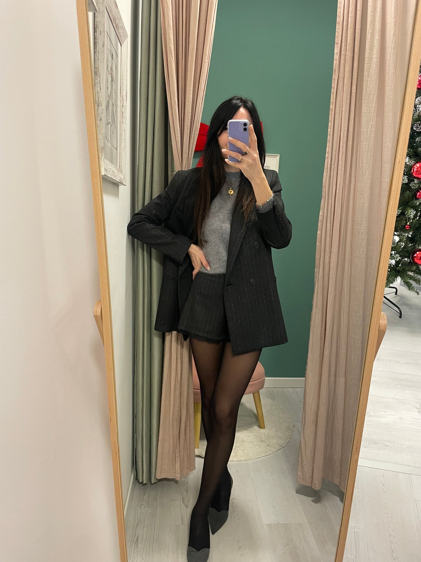 KONTATTO - Giacca doppio petto gessata lurex