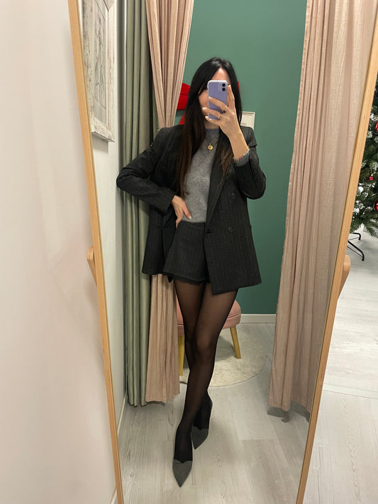 KONTATTO - Shorts gessato lurex e pizzo