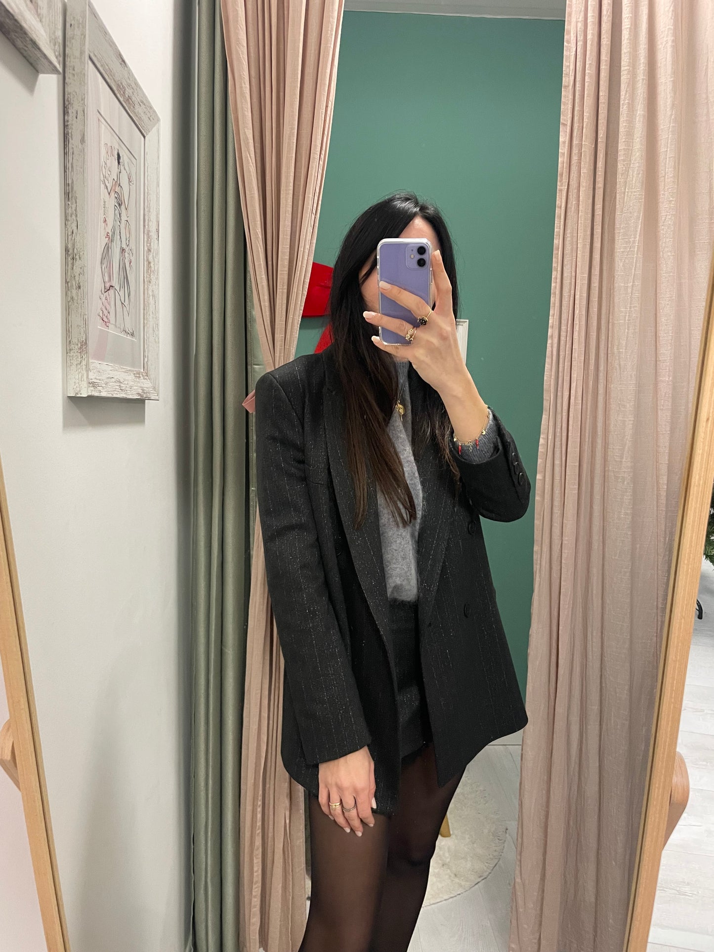 KONTATTO - Giacca doppio petto gessata lurex