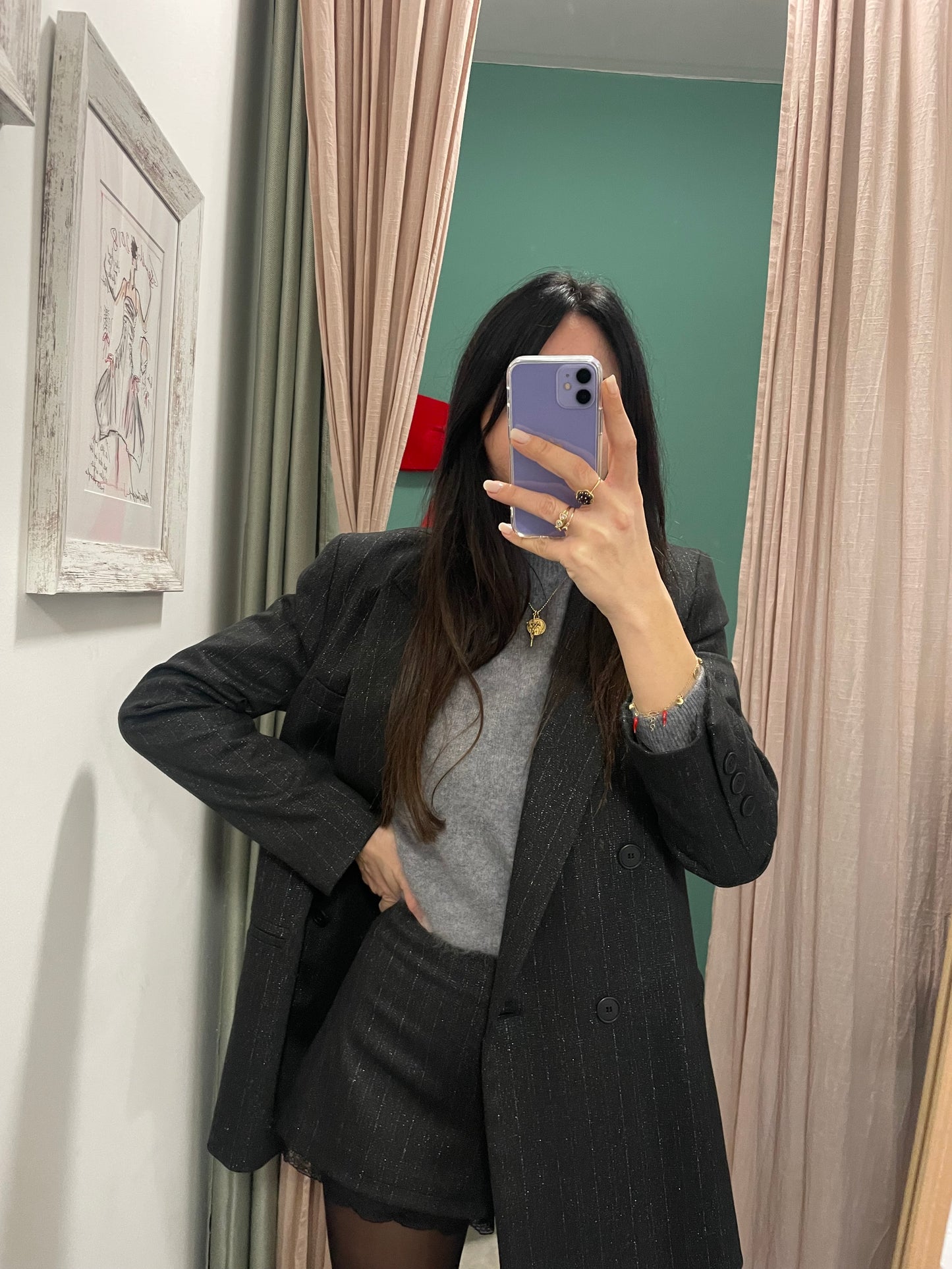 KONTATTO - Giacca doppio petto gessata lurex