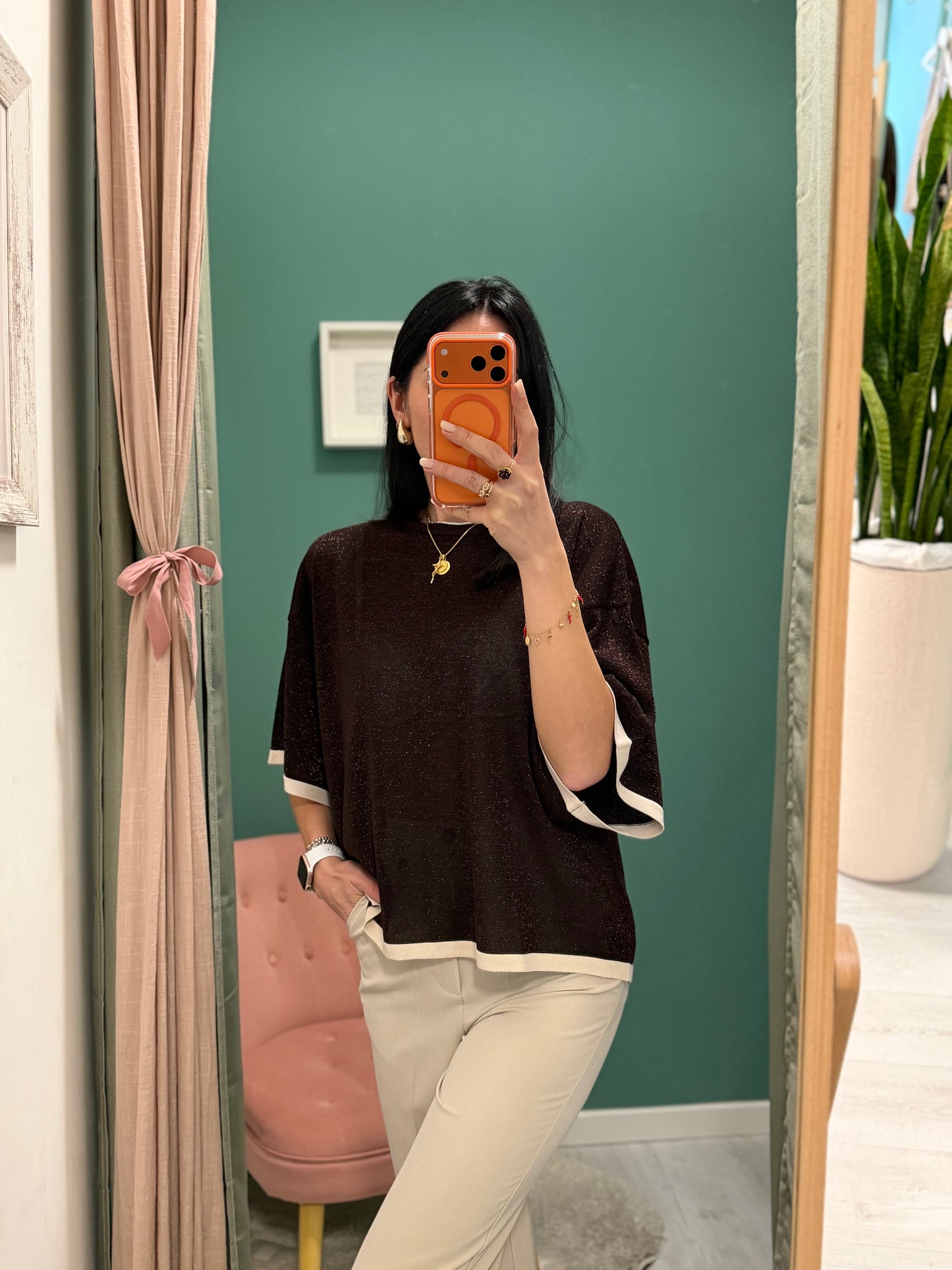 KONTATTO - Maglia girocollo over lurex