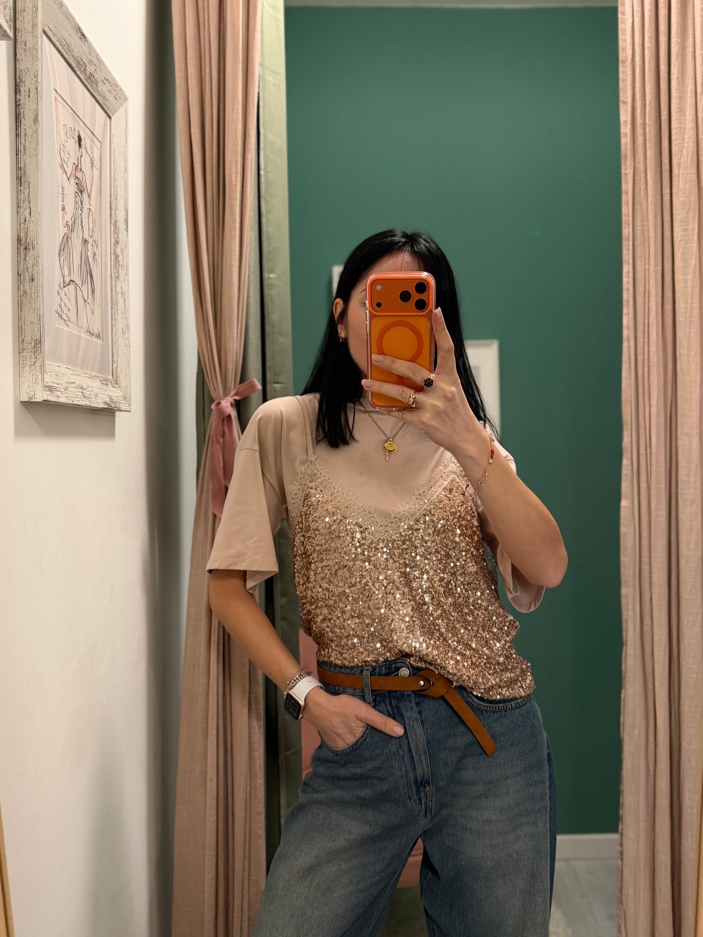 SUSY MIX - T-shirt con top paillettes