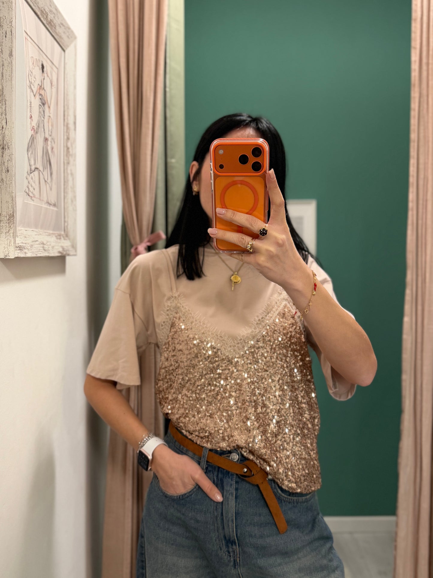 SUSY MIX - T-shirt con top paillettes
