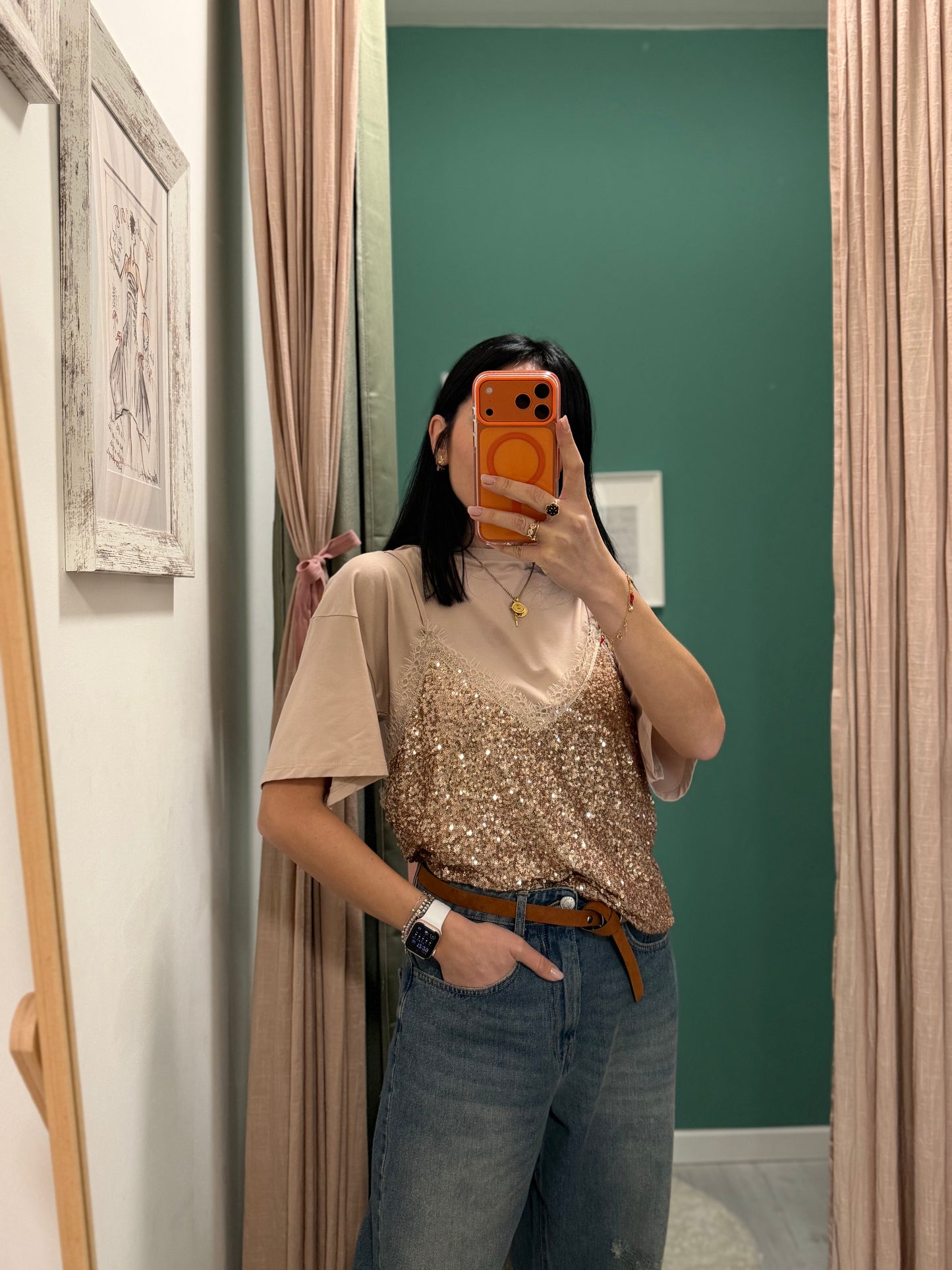 SUSY MIX - T-shirt con top paillettes