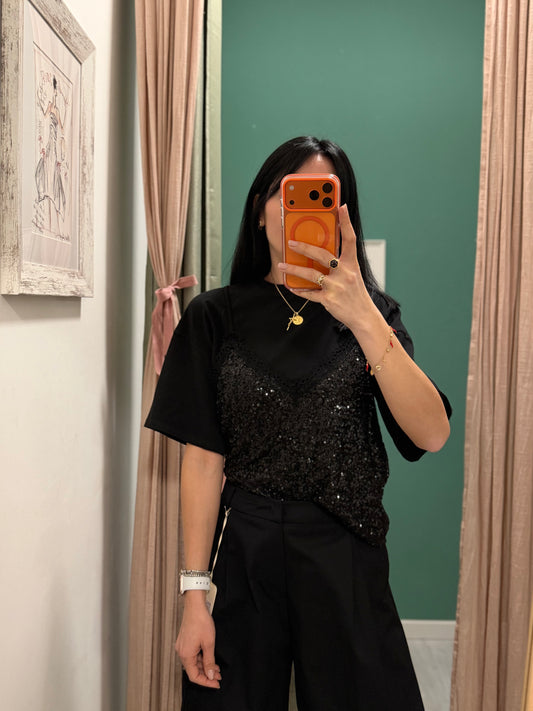 SUSY MIX - T-shirt con top paillettes