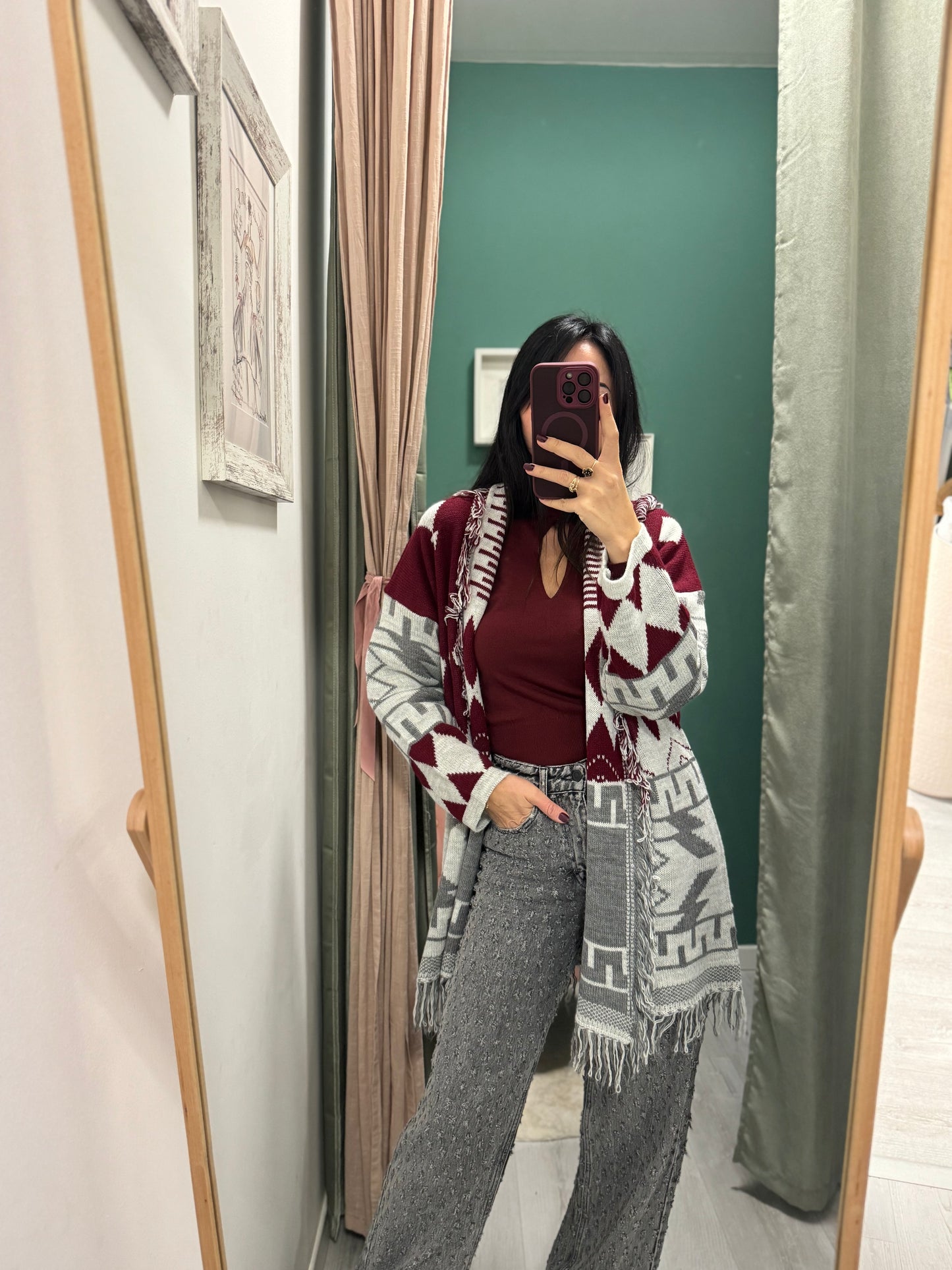 SUSY MIX - Cardigan con frange motivo jacquard