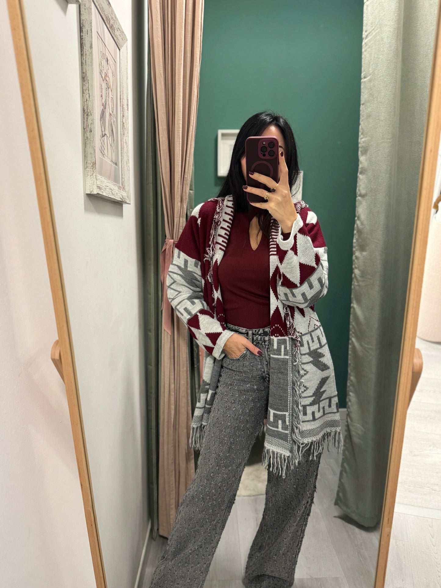 SUSY MIX - Cardigan con frange motivo jacquard