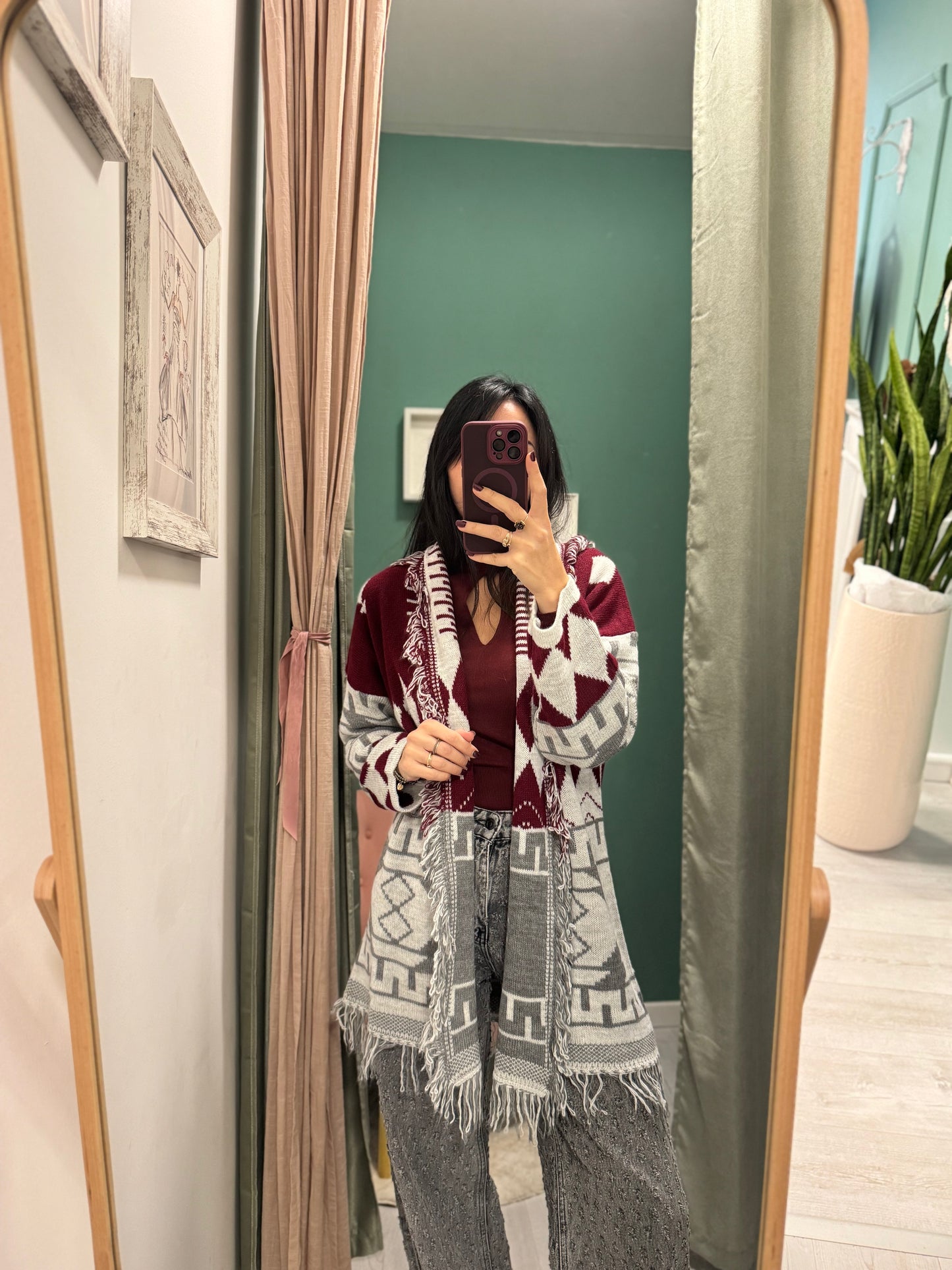 SUSY MIX - Cardigan con frange motivo jacquard