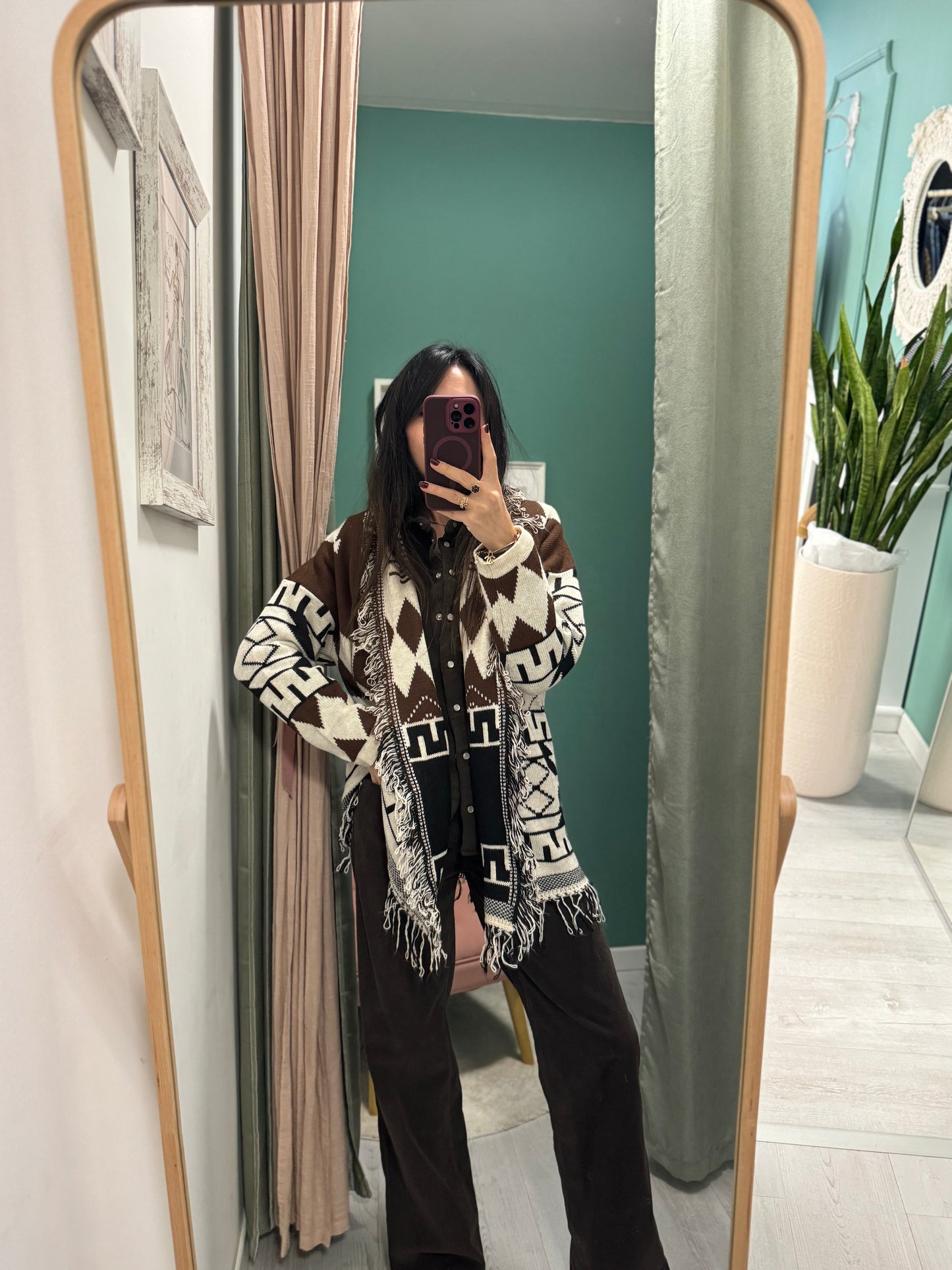 SUSY MIX - Cardigan con frange motivo jacquard