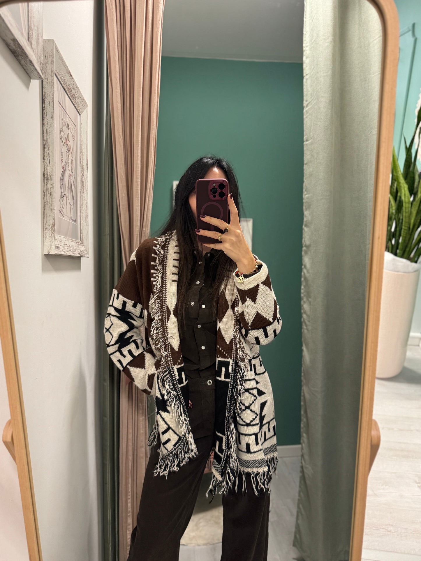 SUSY MIX - Cardigan con frange motivo jacquard