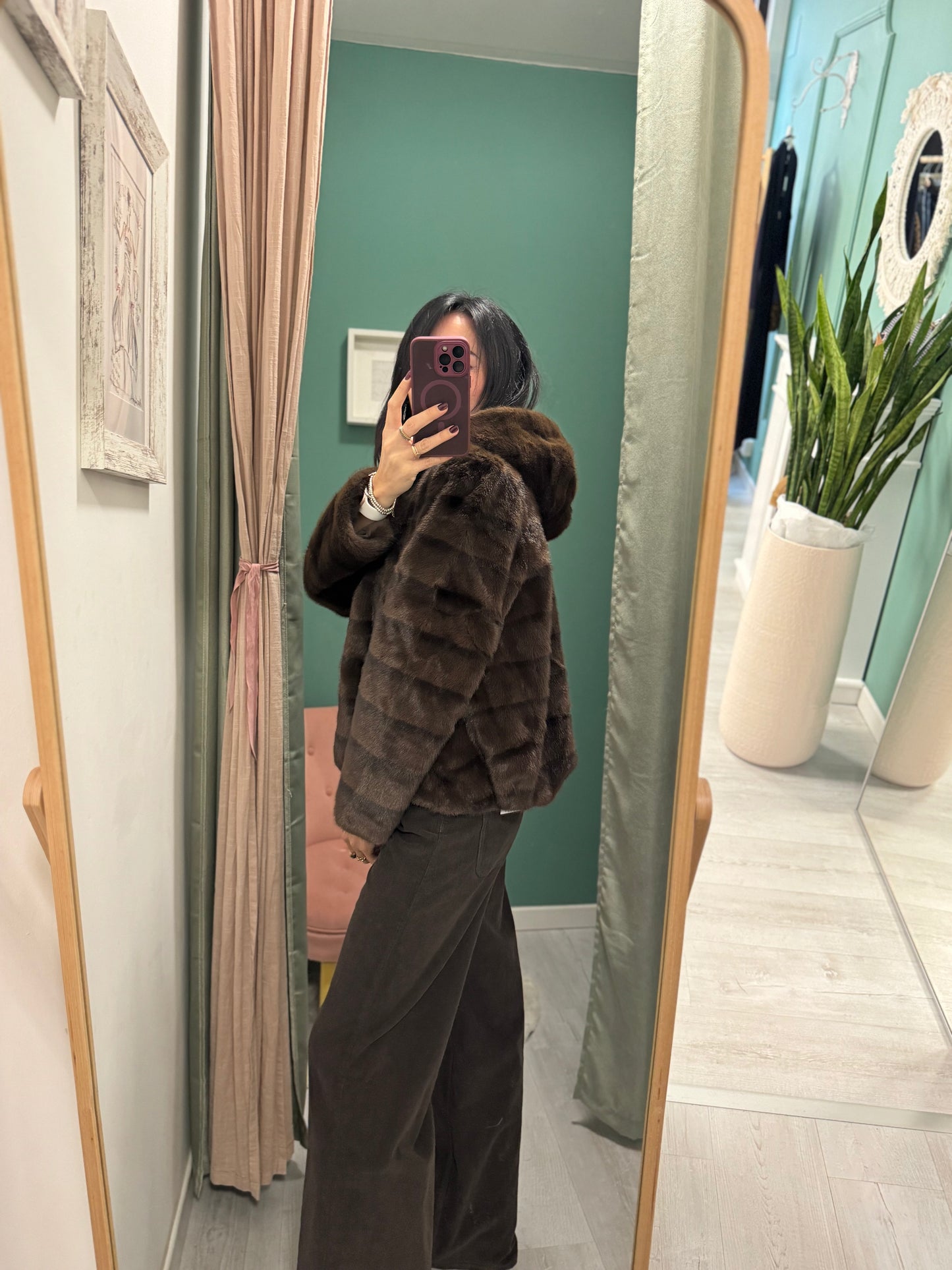 DIXIE - Pellicciotto con cappuccio e cerniera centrale