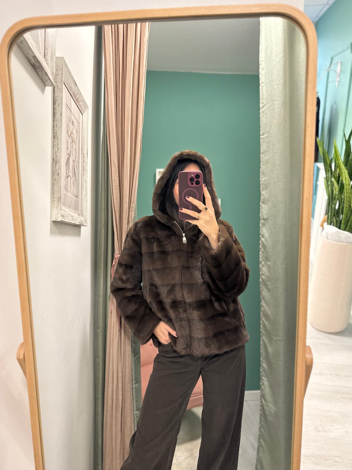 DIXIE - Pellicciotto con cappuccio e cerniera centrale