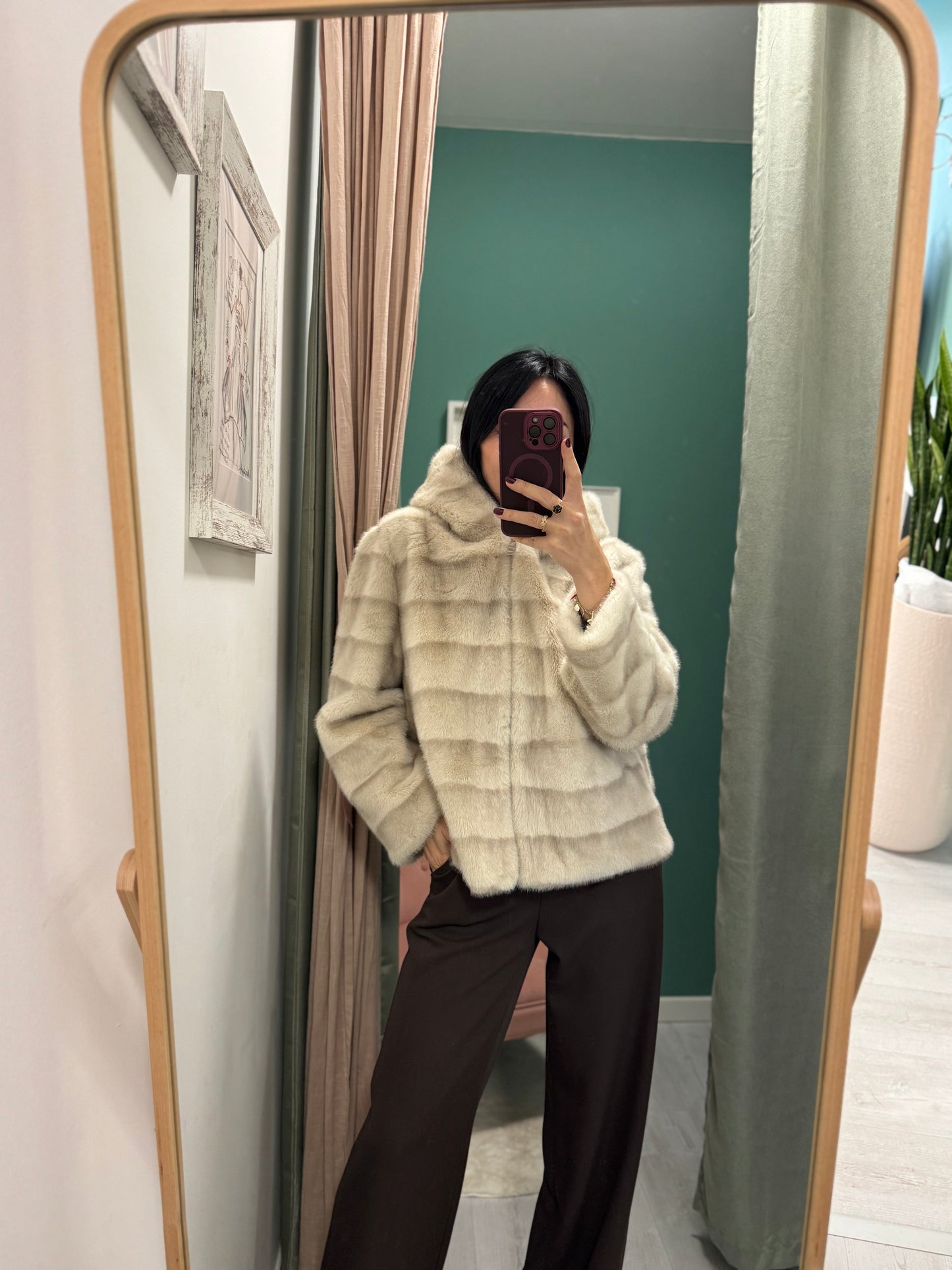 DIXIE - Pellicciotto con cappuccio e cerniera centrale