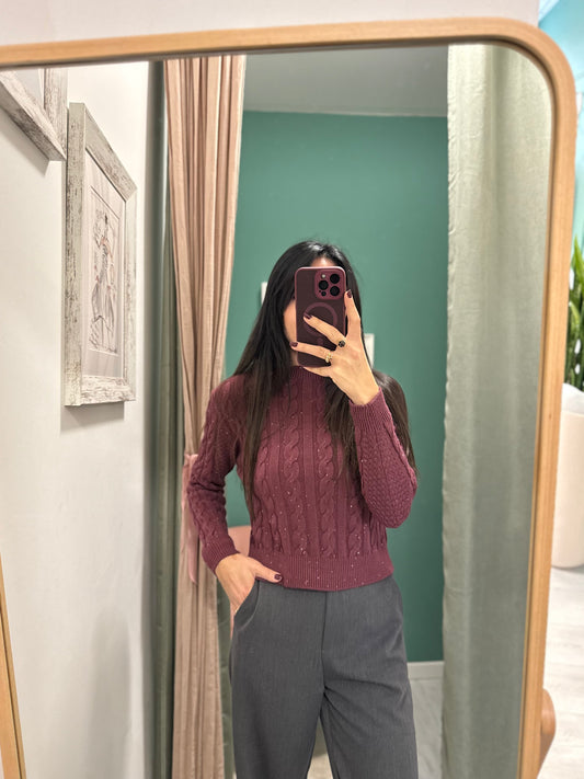 SUSY MIX - Maglioncino a trecce con inserti paillettes