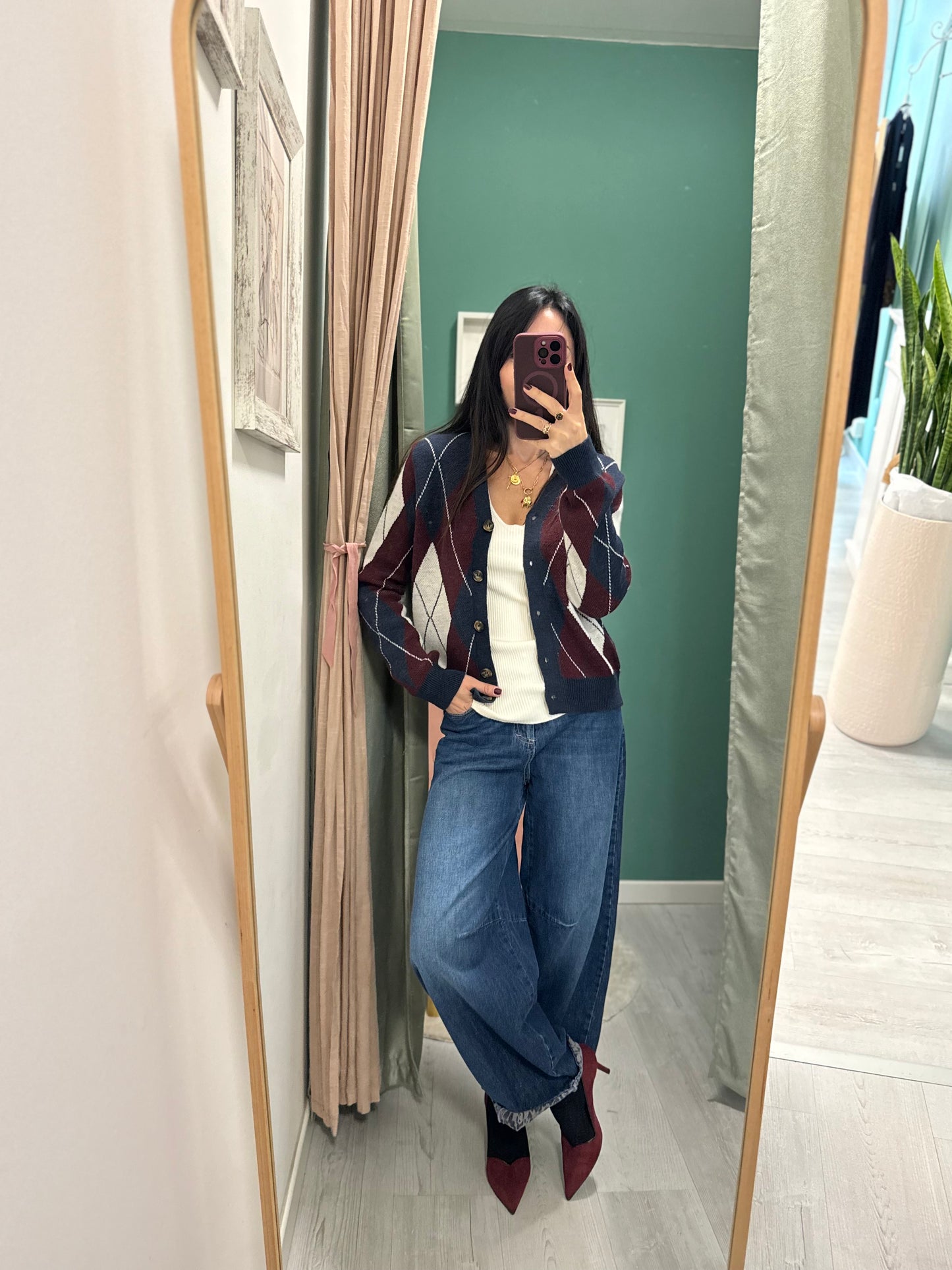 PLEASE - Cardigan a rombi con bottoncini