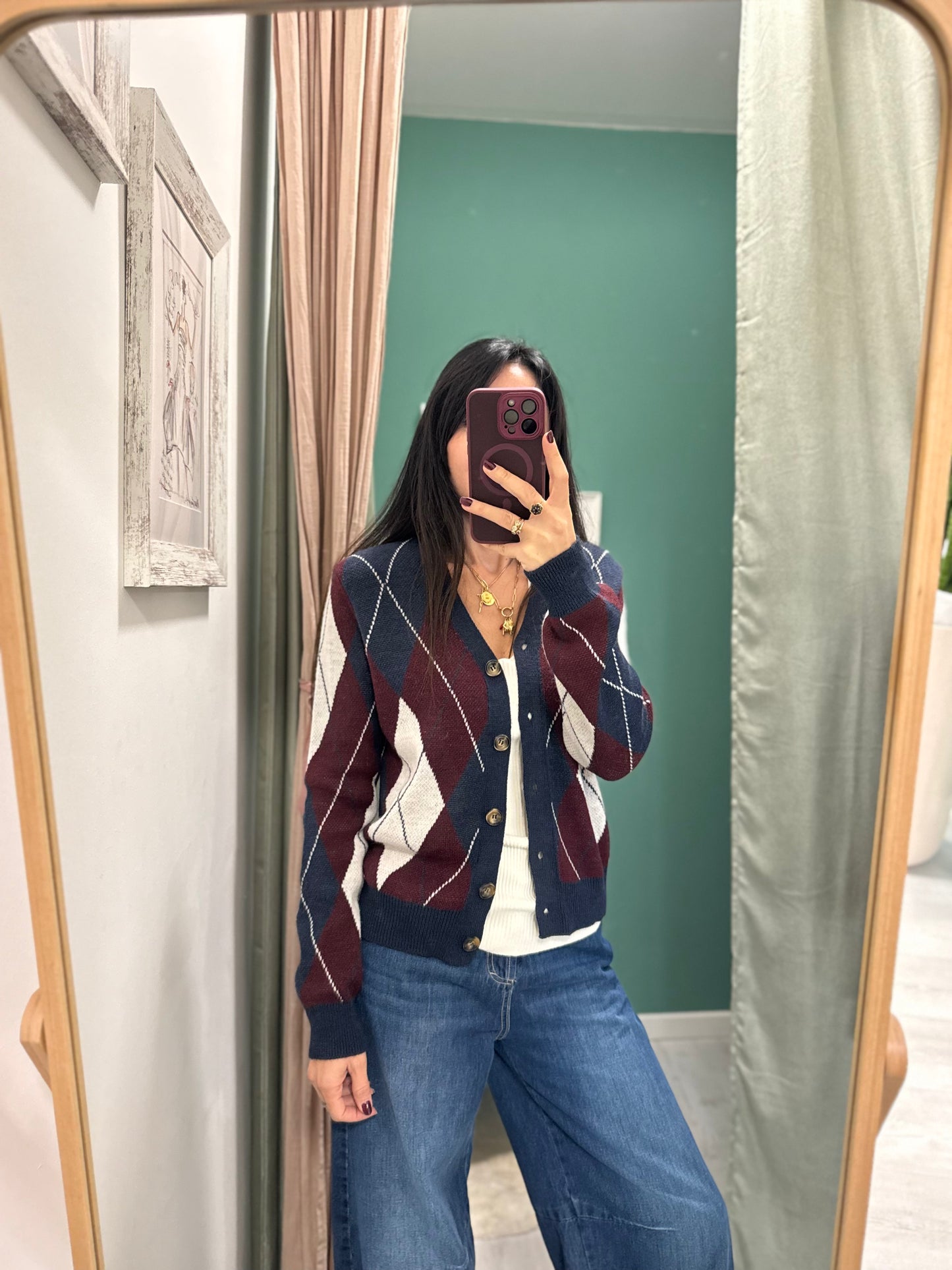 PLEASE - Cardigan a rombi con bottoncini