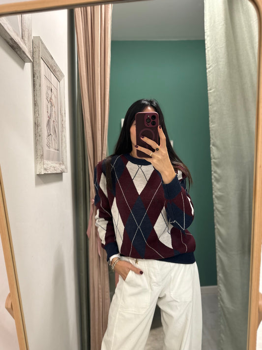 PLEASE - Maglioncino girocollo a rombi